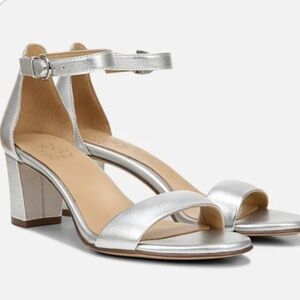 Naturalizer Vera Silver Ankle Strap Heels